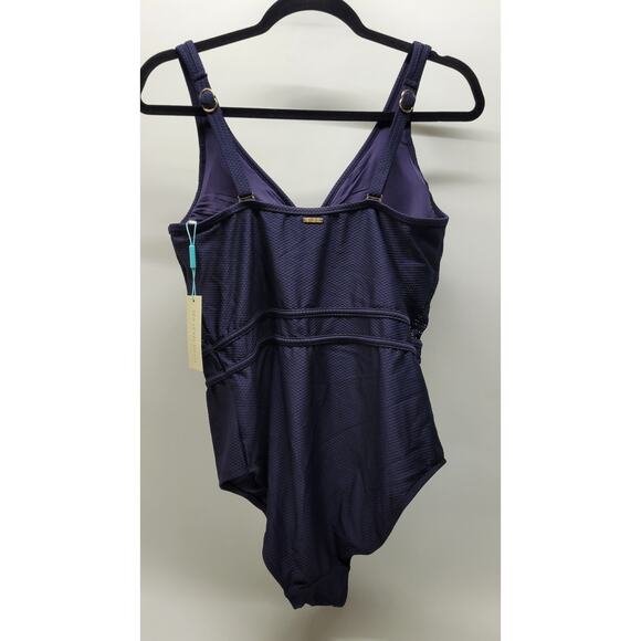 Sea Level Amazing Lace Spliced Plunge One Piece With Ladder Lace Size 12 - Picture 8 of 10